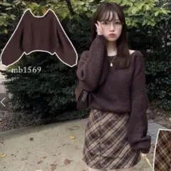 前後2Wayモヘヤタッチニットショート丈トップス[mb1569]