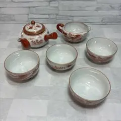 時代 九谷焼 金彩赤絵 盃 六客＆急須 セット - メルカリ
