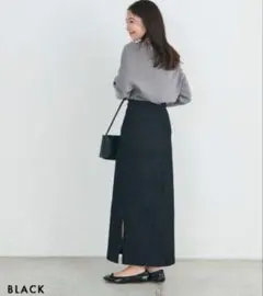 ベースメントオンライン　デニムハイウエストタイトスカート　ブラック