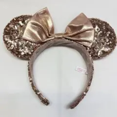 即日発送　美品　ディズニー　ミニー　カチューシャ　スパンコール　ピンク　ゴールド