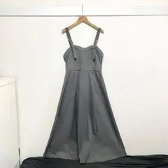 クリア キャミワンピース バックシャーリング フレア Aライン ミリタリー F