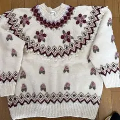 Swamp アイボリー 花柄刺繍 ニット