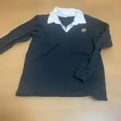 黒白長袖ポロシャツ刺繍ロゴ