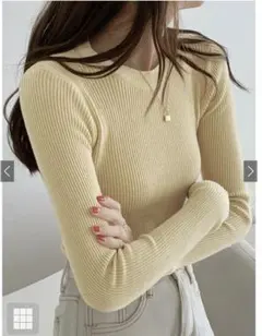 GRL クルーネックリブニットトップス（an1648）イエロー