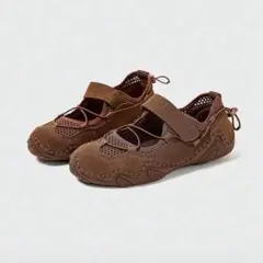 MASKERT ブラウン メッシュ カジュアルバレーシューズ