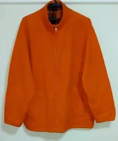 ユニクロ　フリースジャケット　リバーシブル　XL　オレンジ・チェック