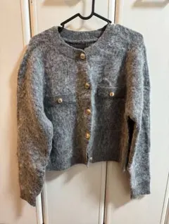 グレー ボタン付きカーディガン　ニット　GRL グレイル