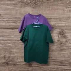 ユニクロU クルーネックTシャツ 2枚セット グリーン 　パープル　 Lサイズ