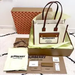 バーバリー★スモール フレイヤトート キャンバス＆レザー★付属品完備のサムネイル