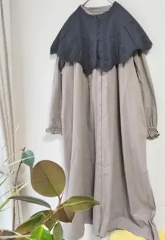 [新品]Samansa Mos2 ケープ付き ロングワンピース モカ 2way