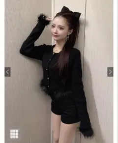 ファーケーブル編みニットカーディガン[lt166]