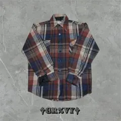 古着 70s L CPO campus ウール ネルシャツ レーヨン オンブレ