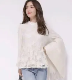 売り切り♡新品♡アプワイザーリッシェ♡レースはぎブラウス♡ホワイト 新品タグ付☆アプワイザーリッシェ ハシゴレース付ティアードブラウス