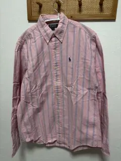 POLO ラルフローレン ストライプシャツ ピンク レディースL相当 長袖