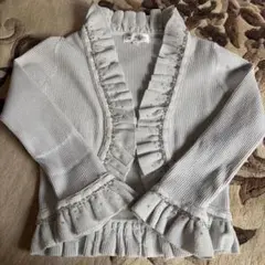 MICHEL KLEIN シルバー フリルカーディガン 38