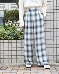 PHEENY Rayon ombre check 2 tuck slacks