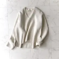 オーラリー スーパーファインウールリブニットVネック 1 M ウール100%