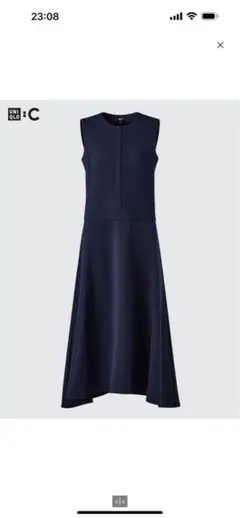 新品未使用 ハーフジップワンピースノースリーブ ユニクロC ネイビー Lサイズ