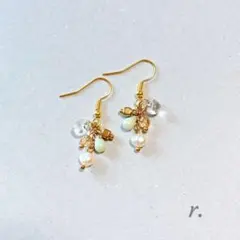 淡水パールとドロップのピアス イヤリング ハンドメイド