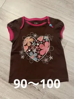 George 半袖Tシャツ 95〜100センチ　ハート柄 ブラウン