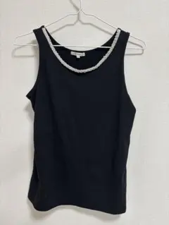 タンクトップ　黒　ビーズ付き　Ｌサイズ