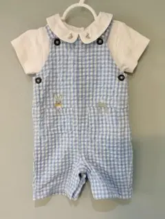 JoJoMamanBebe ジョジョママンべべ　ギンガムロンパースセット