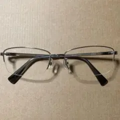 JINS　ジンズ　メンズ　ハーフリム　シルバー　度無し　伊達メガネ