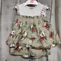 〖プティマイン〗フリル付きトップス・花柄ショートパンツ 90cm