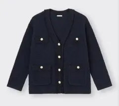 GU フリンジトリムカーディガンZ+E ネイビー　Lサイズ◯349256