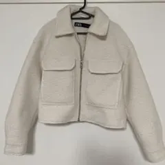 ZARA バークレククロップドジャケット　ブルゾン　ホワイト