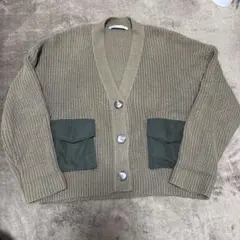 ZARA カーキニットカーディガン M