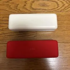 JINS メガネケースセット ホワイト・チェック・レッド