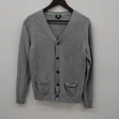 (1) UNIQLO グレー Vネック カーディガン L