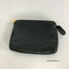 CHANEL シャネル ココマーク レザー ポーチ ブラック レディース