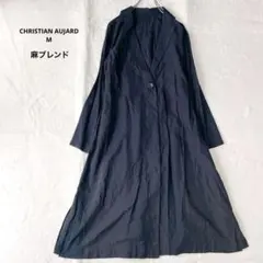 クリスチャンオジャール　薄手コート　テーラードカラー　Aライン　麻混　紺　リネンのサムネイル