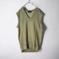 古着　ニット　ベスト　サマーニット　アクリル　麻混　Lサイズ　ユニセックス