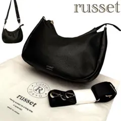 極美品✨ラシット ハーフムーン ワンショルダーバッグ レザー　斜め掛け可　黒