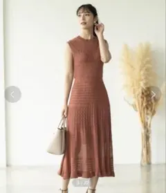 【index】テラコッタ ノースリーブ ニットワンピース