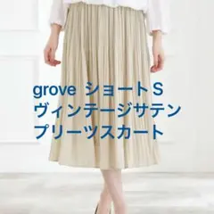 新品☆ 匿名配送 ヴィンテージサテンプリーツスカート ベージュ Sサイズのサムネイル
