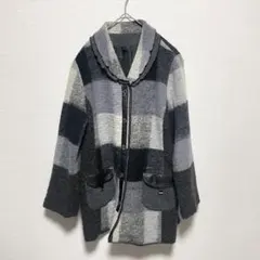 EMILE チェック柄 コート ジャケット グレー×ブラック Mサイズ相当