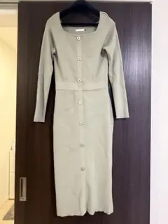 OverE U65 タイト風フロントボタンワンピース スモーキーグリーン