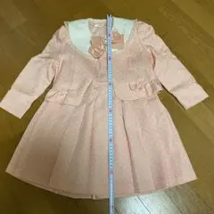 ピンク ドット柄 ワンピース 長袖