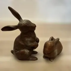 7637)うさぎ 置物 ゴールド 2体セット 開運 縁起物 - メルカリ