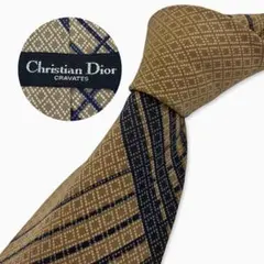 Christian Dior シルクネクタイ チェック柄 ブラウン