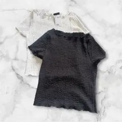H&Mエイチアンドエム　クリンクル加工 半袖Tシャツ 2枚セット 新品　Sのサムネイル