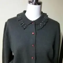 大幅再値下げ昭和レトロカーディガン vintage♡衿＆ボタン♡キラキラ