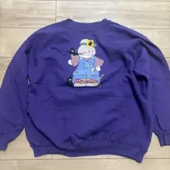 90sスウェット刺繍　デザイン紫 スウェット