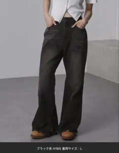 レディース ブラック フレアデニム パンツ