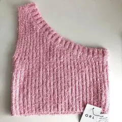 GRL アシンメトリー ピンク ニットベスト