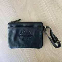 美品 Dakota ダコタ 本革 レザーストラップ コインケース ポーチ 黒のサムネイル